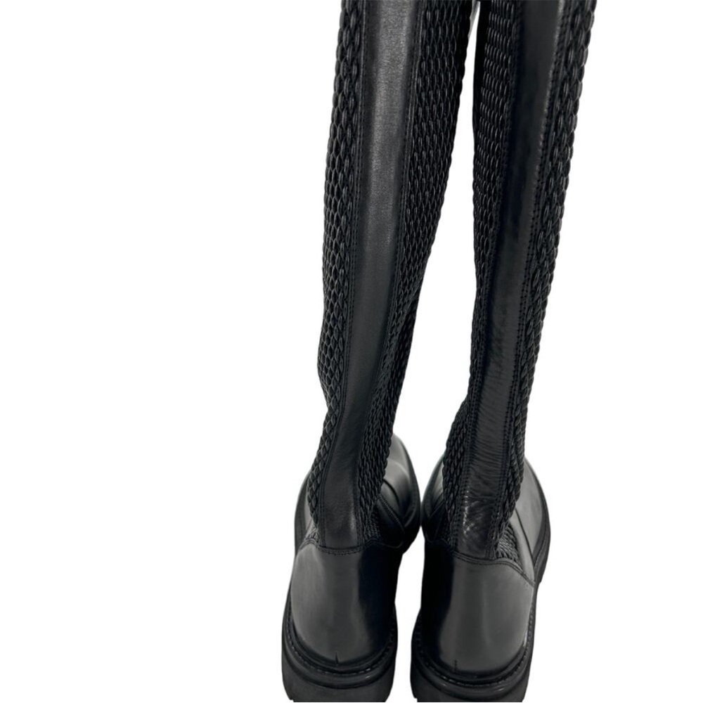 Geox Iridea Black Leather Lug Sole Boots Size 37 Women’s Designer Comfort - Picture 7 of 9